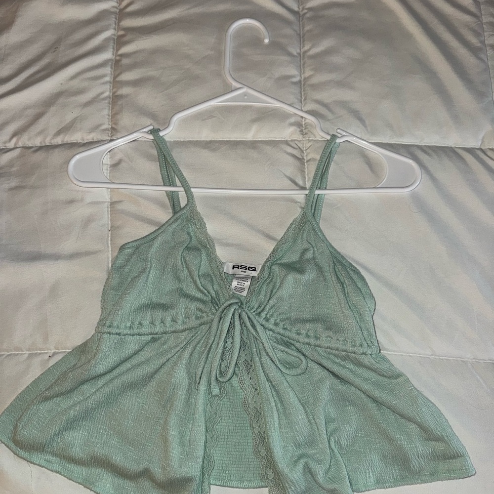 Urban Outfitters Green Lace Trim Women Top